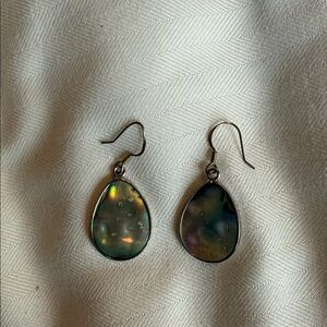 Elegant Silver Teardrop Earrings, 2 styles in one as picture shows